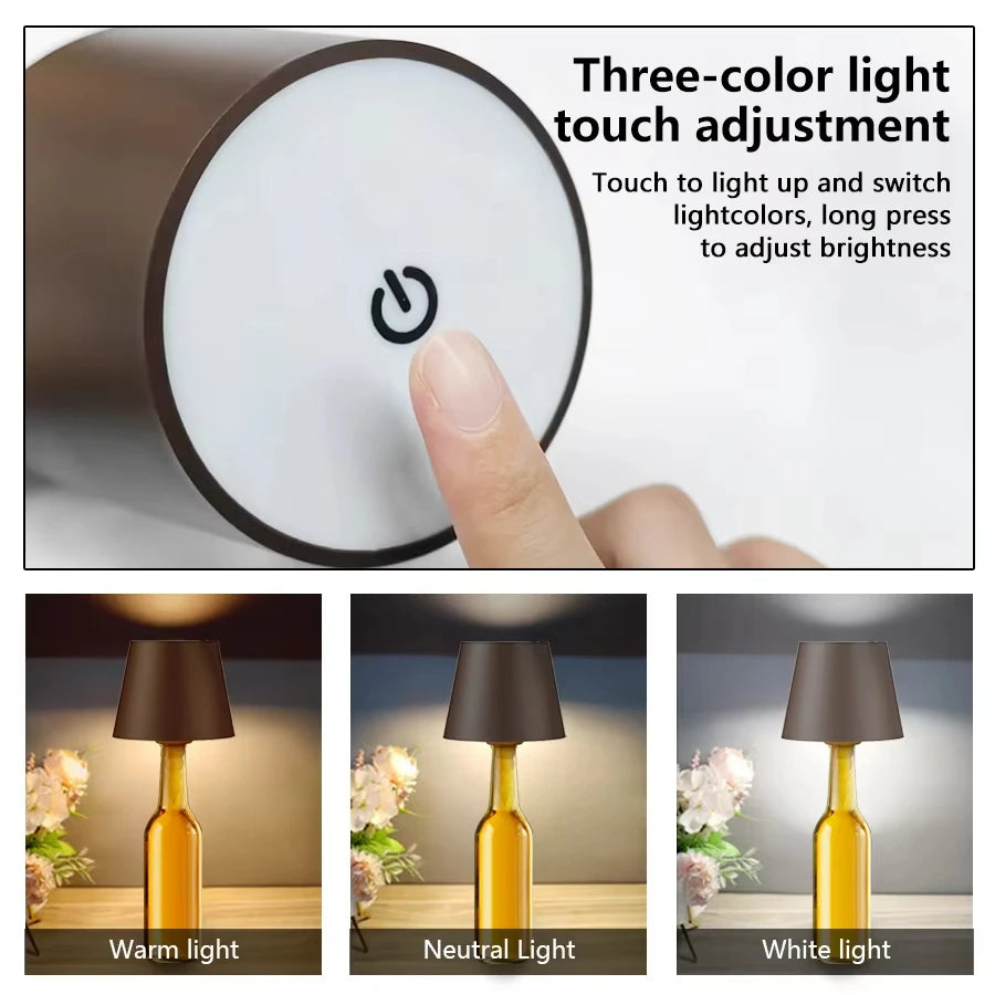 Draadloze touch LED-oplaadtafellamp met dimming op 3 niveaus, geschikt voor nachtkastje, eetkamer, bar en desktopdecoratie