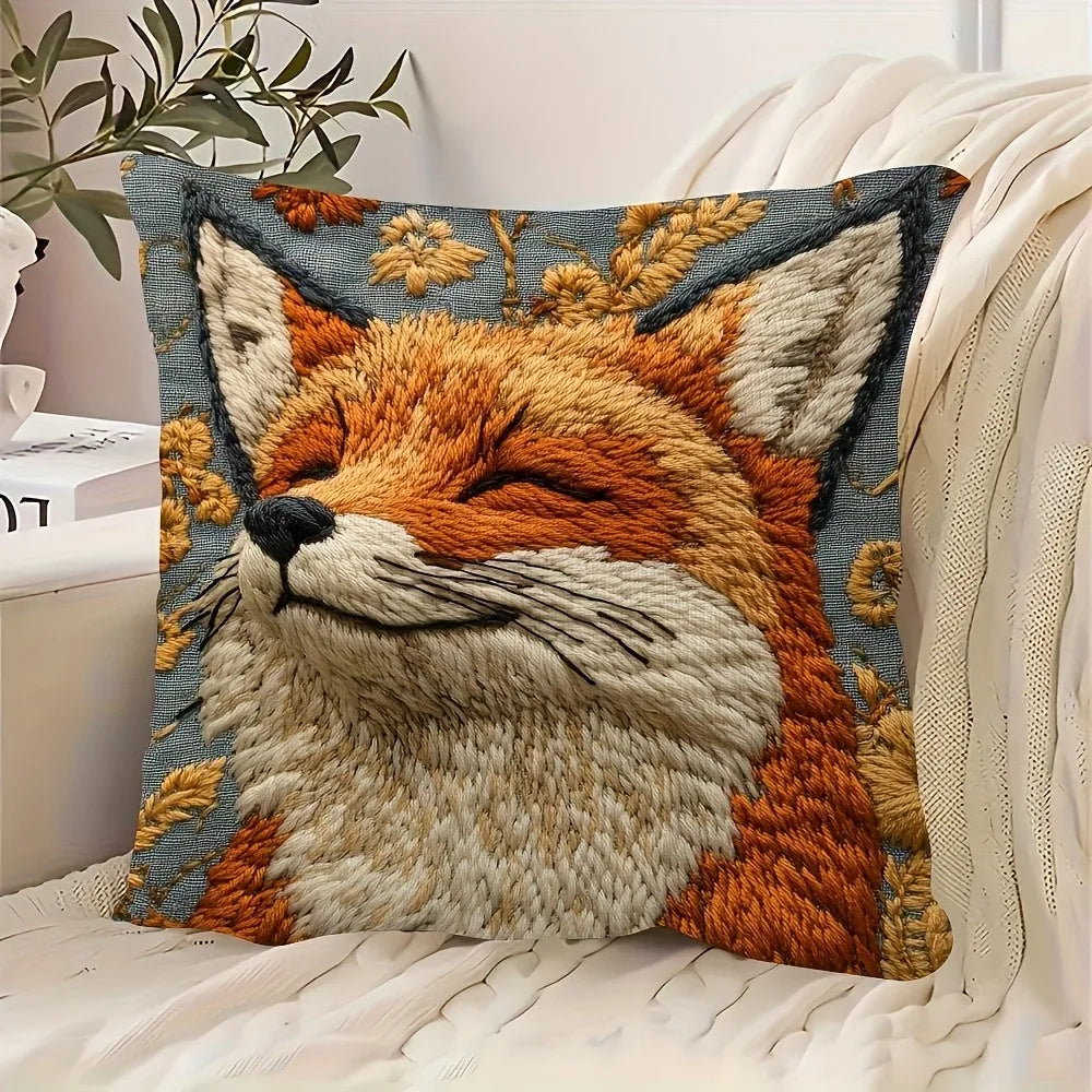 Fox printed pillowcase: comfortable and cute home decoration sofa cushion cover, home decoration, 2D printing