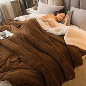 Wollen deken Warm houden Winterbeddekens Dubbelzijdig Queen Dekbedovertrek Camping Tweepersoonsbedovertrek Sprei op het bed