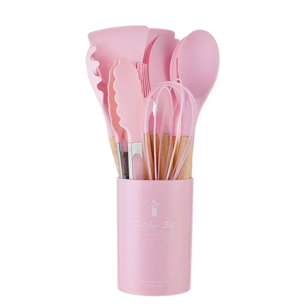 12-Piece Food-Grade Silicone Kitchen Utensil Set – Heat-Resistant & Nonstick