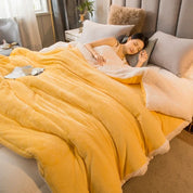 Wollen deken Warm houden Winterbeddekens Dubbelzijdig Queen Dekbedovertrek Camping Tweepersoonsbedovertrek Sprei op het bed