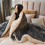 Wollen deken Warm houden Winterbeddekens Dubbelzijdig Queen Dekbedovertrek Camping Tweepersoonsbedovertrek Sprei op het bed