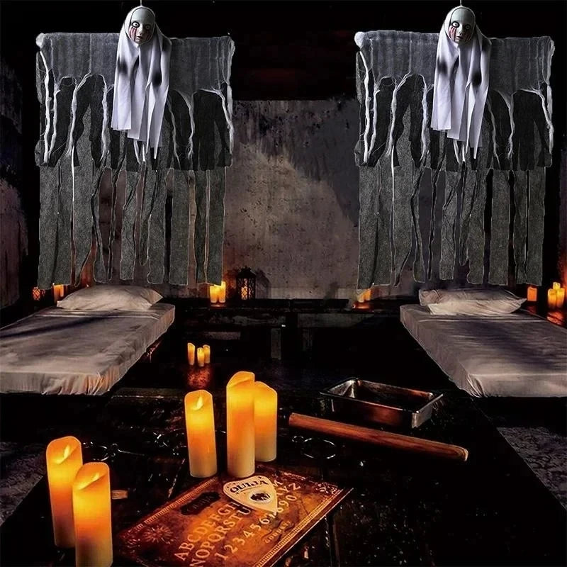 1-3PCS Halloween Opknoping Ghost Decoraties Schedel Eng Gaas Stof voor Spookhuis Veranda Enge Rekwisieten Terreur Opknoping ornamenten