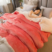 Wollen deken Warm houden Winterbeddekens Dubbelzijdig Queen Dekbedovertrek Camping Tweepersoonsbedovertrek Sprei op het bed