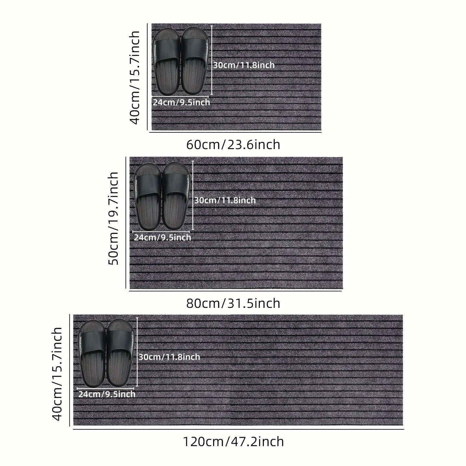 Modern Minimalist Square Floor Mat - Durable, Stain/Fade Resistant, Non-Slip Rubber Backing, Machine Washable for Indoor/Outdoor