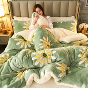 Winterbeddengoed Dikke dekbeddeken Verdikt warm flanelfleece dekbed voor koude nachten Set Beddekbedden Dekbedden de dekens