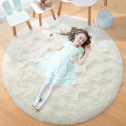 Fluffy Round Rug Black Rug For Bedroomfuzzy Kids Room Carpet Shaggy Living Room Sofa Area Rug Soft Nursery Floor Mat Home Decor