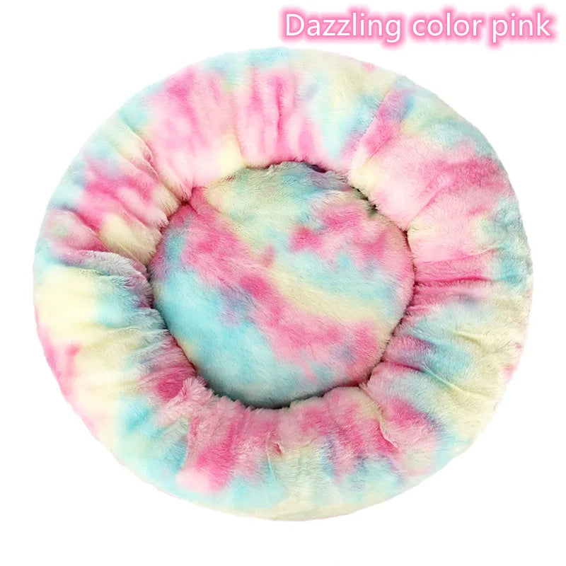 Super Soft Plush Donut Pet Bed – Washable Calming Cat & Dog Bed