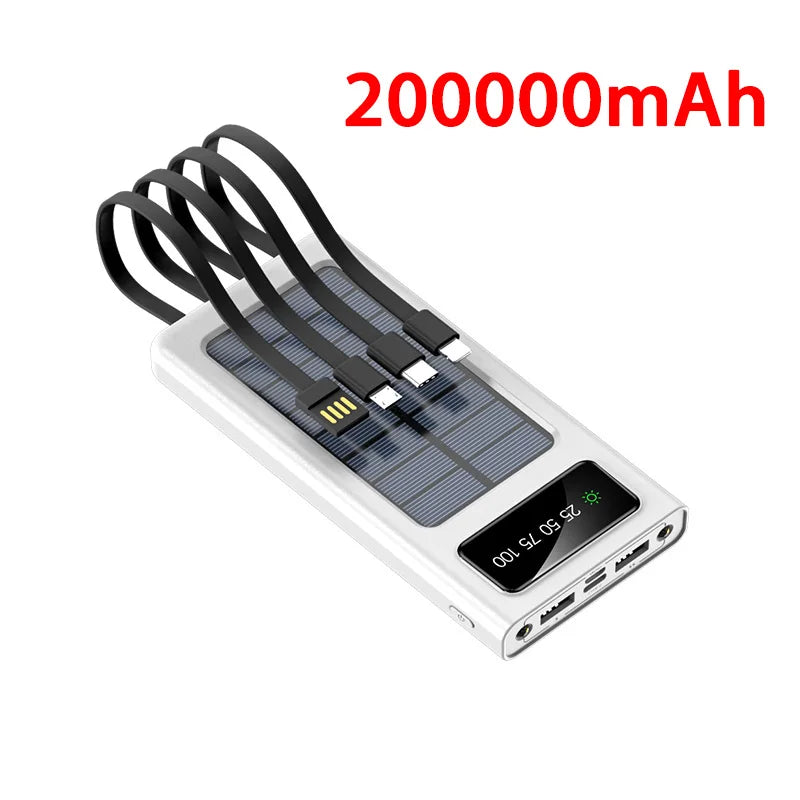 ONEPLUS 200000mAh Solar Power Bank Ultra Capacity USB Super Fast Charging USB  For iPhone Samsung Xiaomi Huawei Outdoor Power