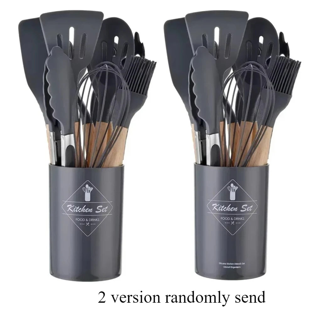 12-Piece Food-Grade Silicone Kitchen Utensil Set – Heat-Resistant & Nonstick