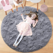 Fluffy Round Rug Black Rug For Bedroomfuzzy Kids Room Carpet Shaggy Living Room Sofa Area Rug Soft Nursery Floor Mat Home Decor