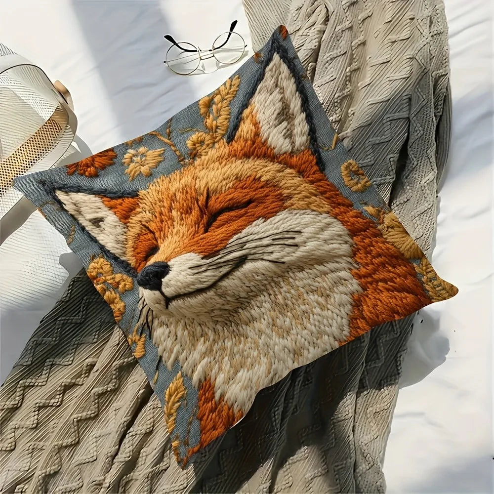 Fox printed pillowcase: comfortable and cute home decoration sofa cushion cover, home decoration, 2D printing