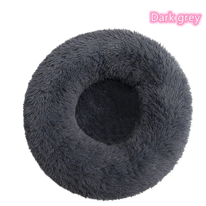 Super Soft Plush Donut Pet Bed – Washable Calming Cat & Dog Bed