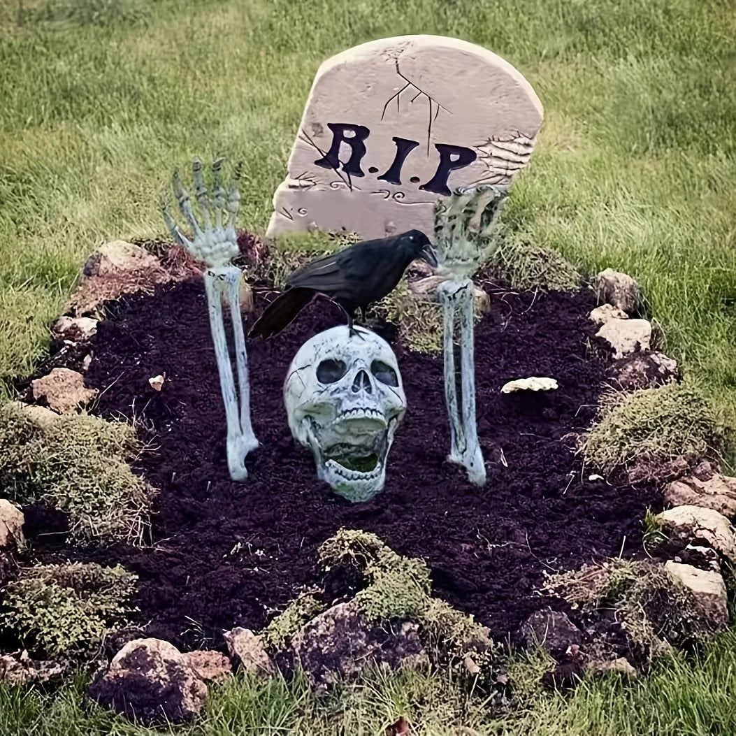 Realistische Skelet Stakes Halloween Realistische Schedel Skelet Hoofd Menselijke Hand Armen voor Halloween Party Huis Tuin Gazon Decor