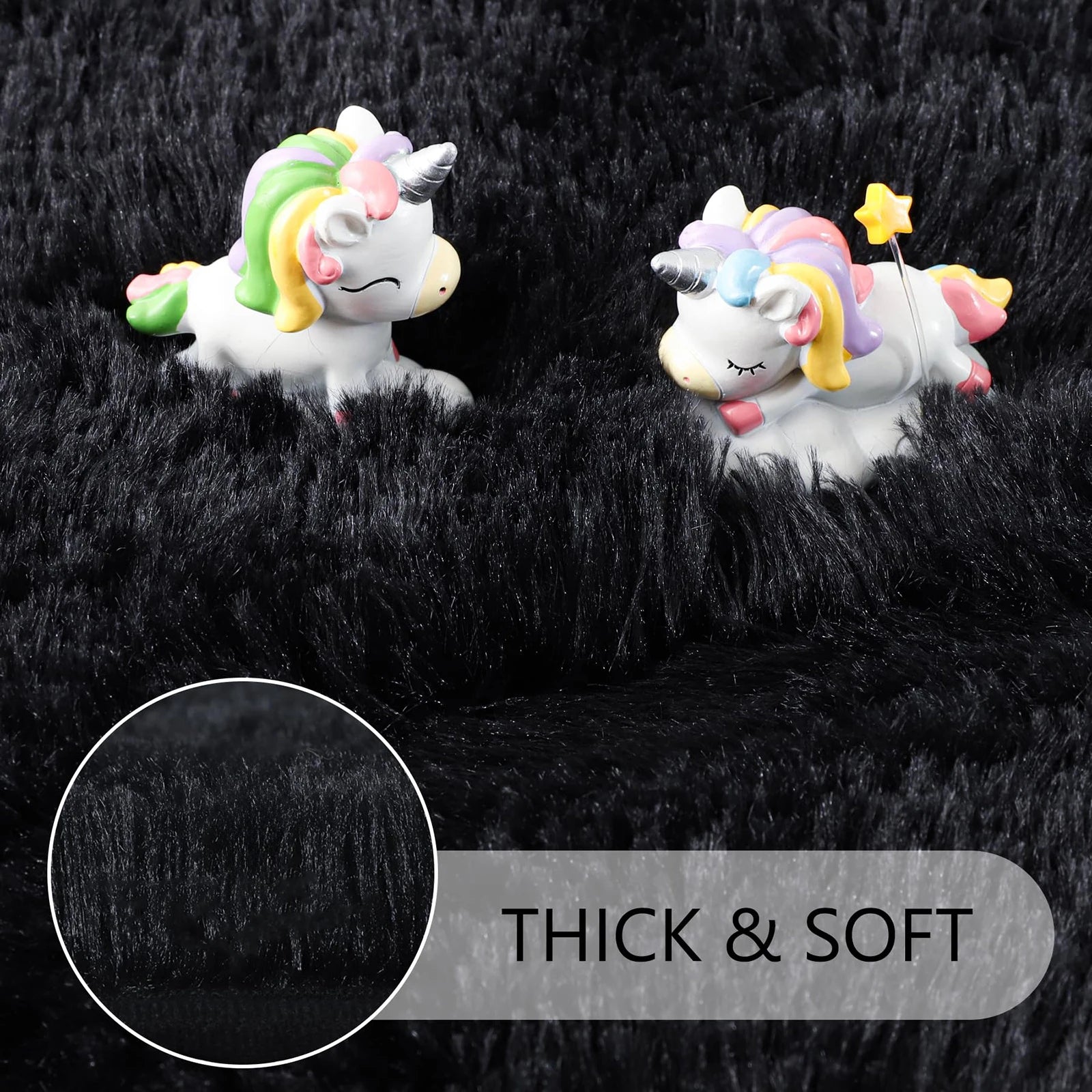 Fluffy Round Rug Black Rug For Bedroomfuzzy Kids Room Carpet Shaggy Living Room Sofa Area Rug Soft Nursery Floor Mat Home Decor