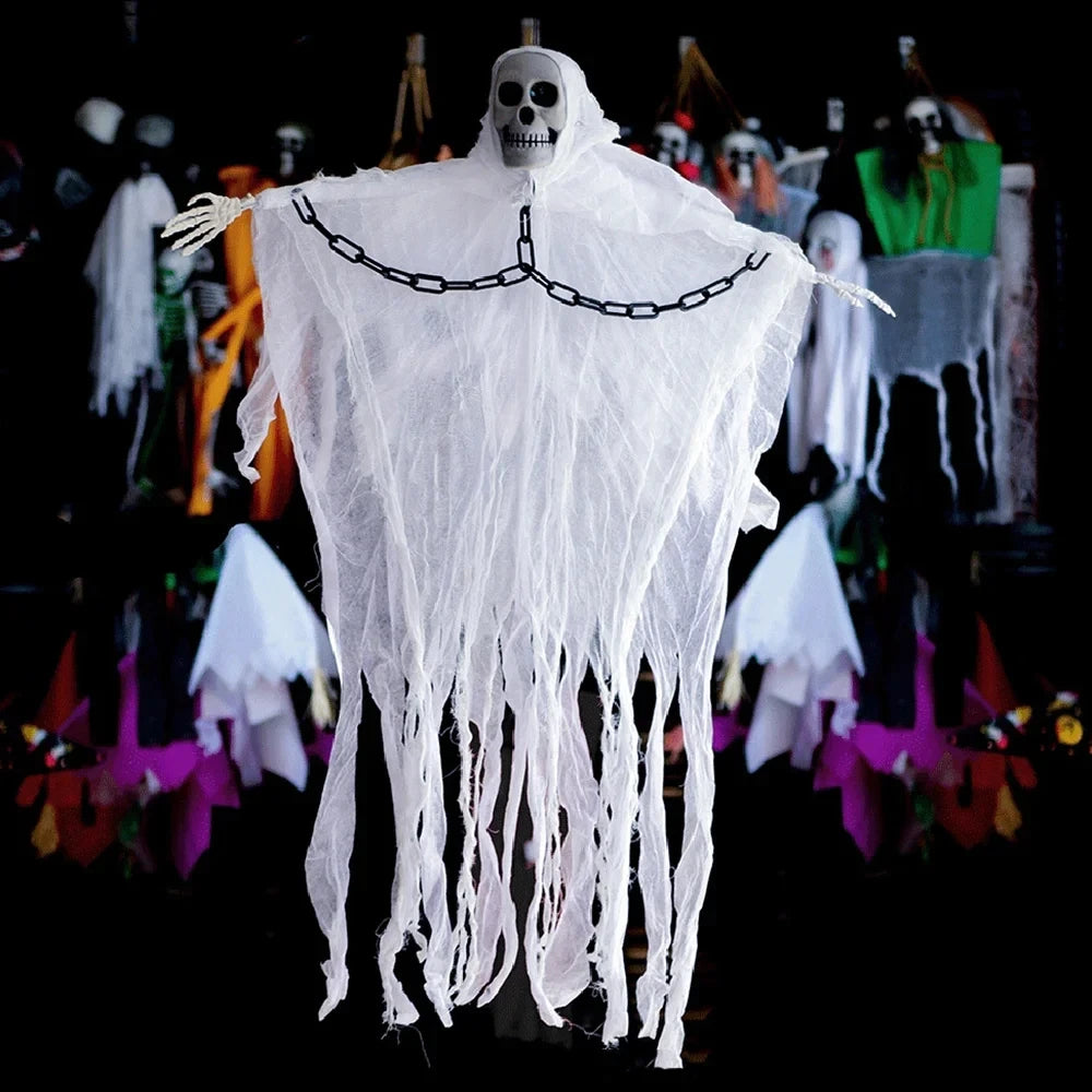 1-3PCS Halloween Opknoping Ghost Decoraties Schedel Eng Gaas Stof voor Spookhuis Veranda Enge Rekwisieten Terreur Opknoping ornamenten