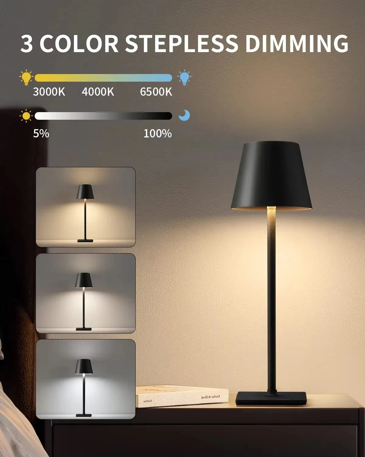 LED Touch Sensor Tafellamp 3-kleuren Desktop Nachtlampje Nachtkastje Creatieve Omgevingslichtbalk Buitendecoratie Kamer Buitendecoratie