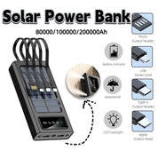 ONEPLUS 200000mAh Solar Power Bank Ultra Capacity USB Super Fast Charging USB  For iPhone Samsung Xiaomi Huawei Outdoor Power