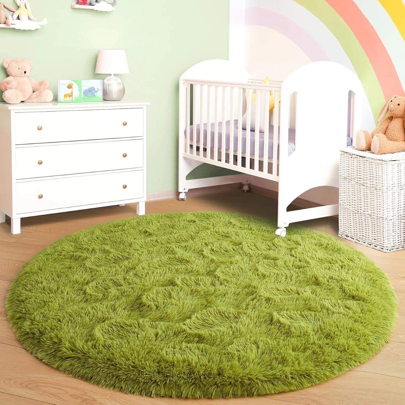 Fluffy Round Rug Black Rug For Bedroomfuzzy Kids Room Carpet Shaggy Living Room Sofa Area Rug Soft Nursery Floor Mat Home Decor