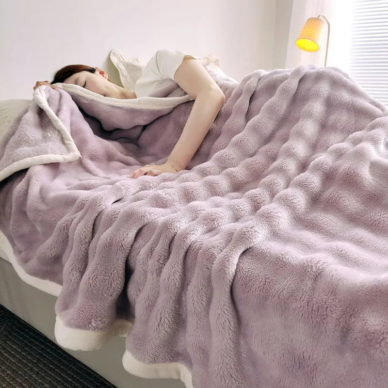 Effen kleur flanel konijnenbont deken dutje hoes deken zachte bankdeken koraal fleece hoes voor slaapkamer fabrikant groothandel