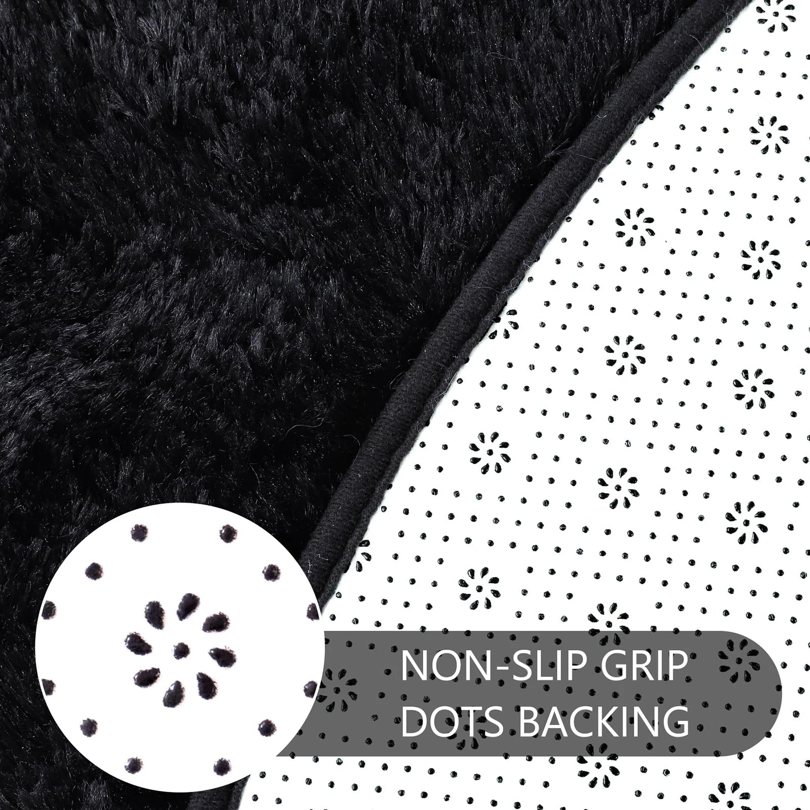 Fluffy Round Rug Black Rug For Bedroomfuzzy Kids Room Carpet Shaggy Living Room Sofa Area Rug Soft Nursery Floor Mat Home Decor