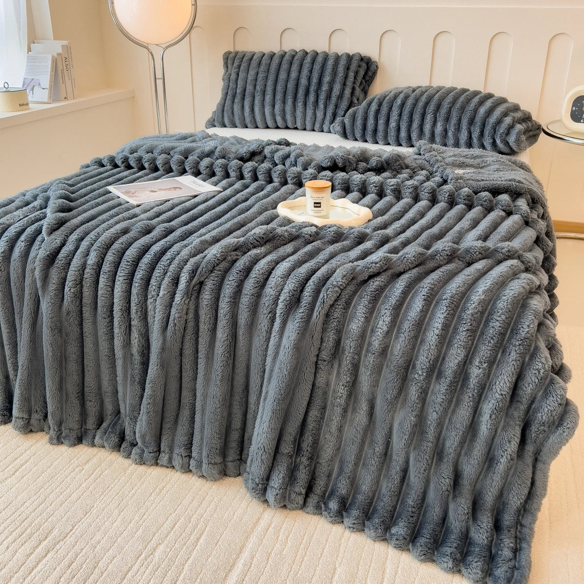 Thickened Solid / Striped Multifunctional Blanket – Bed Cover, Throw, Pet Blanket
