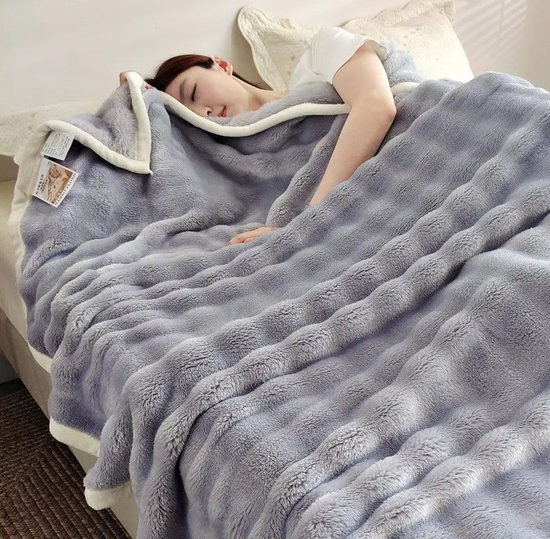 Effen kleur flanel konijnenbont deken dutje hoes deken zachte bankdeken koraal fleece hoes voor slaapkamer fabrikant groothandel