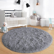 Fluffy Round Rug Black Rug For Bedroomfuzzy Kids Room Carpet Shaggy Living Room Sofa Area Rug Soft Nursery Floor Mat Home Decor