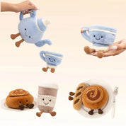 Leuke Afternoon Tea Serie Knuffel Gevuld Voedsel Taart Baguette Kaneel Theepot Koffiekopje Zachte Pop Home Decor Cadeau Voor Kind