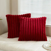 Nep konijnenbont vierkante kussenhoes grote dikke gestreepte superzachte effen kleur kussensloop 24×24 inch bank decor kussenhoezen