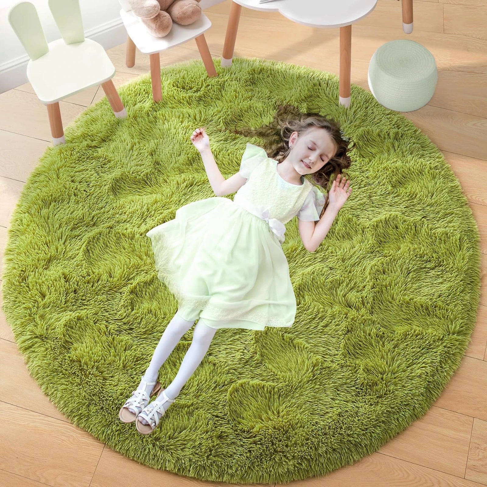 Fluffy Round Rug Black Rug For Bedroomfuzzy Kids Room Carpet Shaggy Living Room Sofa Area Rug Soft Nursery Floor Mat Home Decor