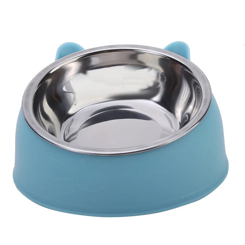 Tilted Pet Food Bowl – Creative Stainless Steel Cat & Dog Feeder