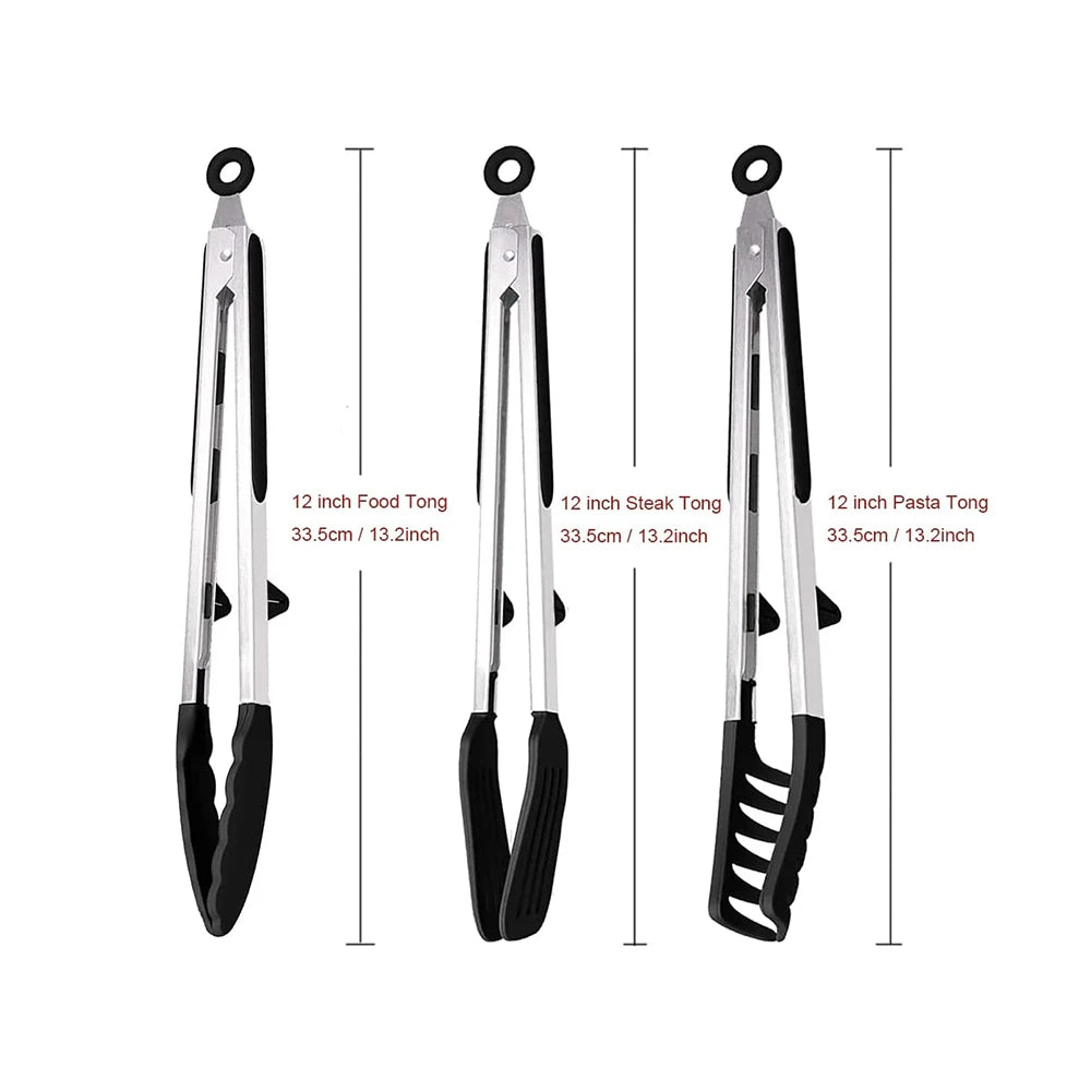 LMETJMA Food-Grade Silicone Kitchen Tongs – Heat-Resistant, Nonstick Safe Serving Tool