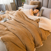 Wollen deken Warm houden Winterbeddekens Dubbelzijdig Queen Dekbedovertrek Camping Tweepersoonsbedovertrek Sprei op het bed