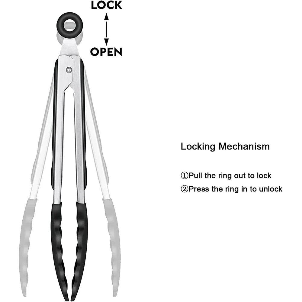 LMETJMA Food-Grade Silicone Kitchen Tongs – Heat-Resistant, Nonstick Safe Serving Tool