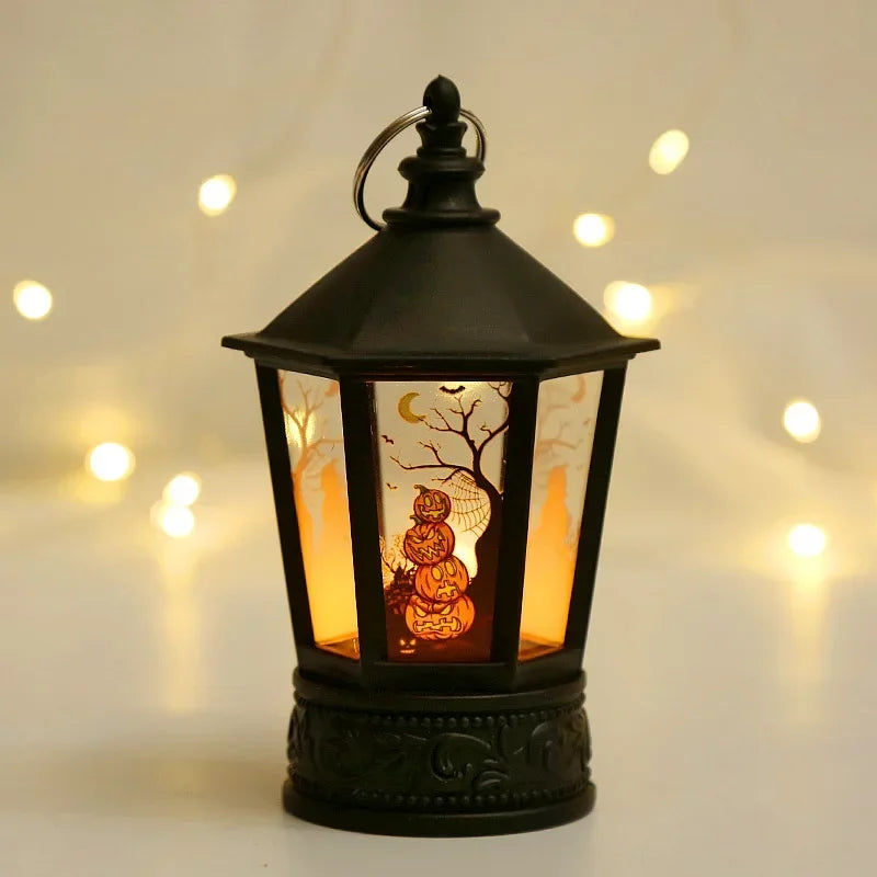 Halloween Decorations Led Candle Light Vintage Witch Castle Pumpkin Ghost Hanging LED Lantern Lamp Haloween Party Decor Supplies