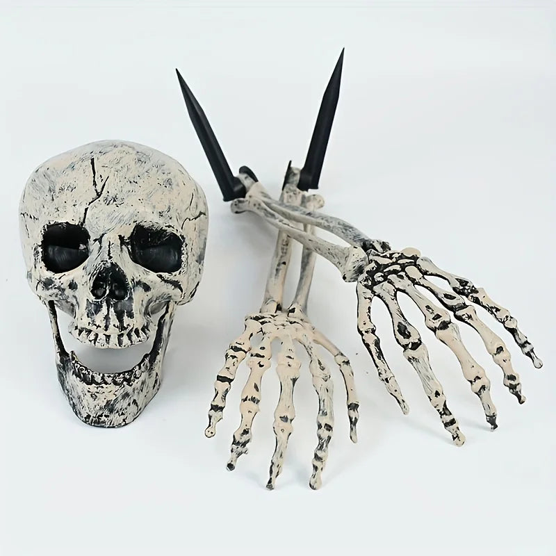 Realistische Skelet Stakes Halloween Realistische Schedel Skelet Hoofd Menselijke Hand Armen voor Halloween Party Huis Tuin Gazon Decor