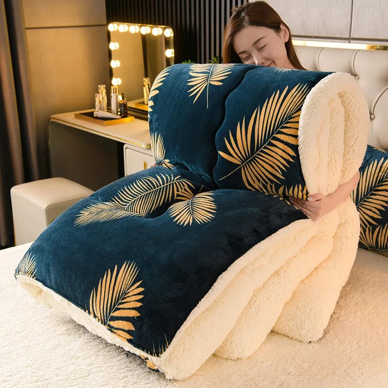 Winterbeddengoed Dikke dekbeddeken Verdikt warm flanelfleece dekbed voor koude nachten Set Beddekbedden Dekbedden de dekens