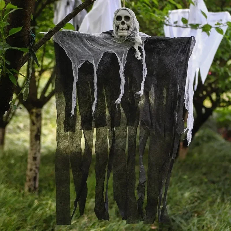 1-3PCS Halloween Opknoping Ghost Decoraties Schedel Eng Gaas Stof voor Spookhuis Veranda Enge Rekwisieten Terreur Opknoping ornamenten
