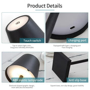 Draadloze touch LED-oplaadtafellamp met dimming op 3 niveaus, geschikt voor nachtkastje, eetkamer, bar en desktopdecoratie