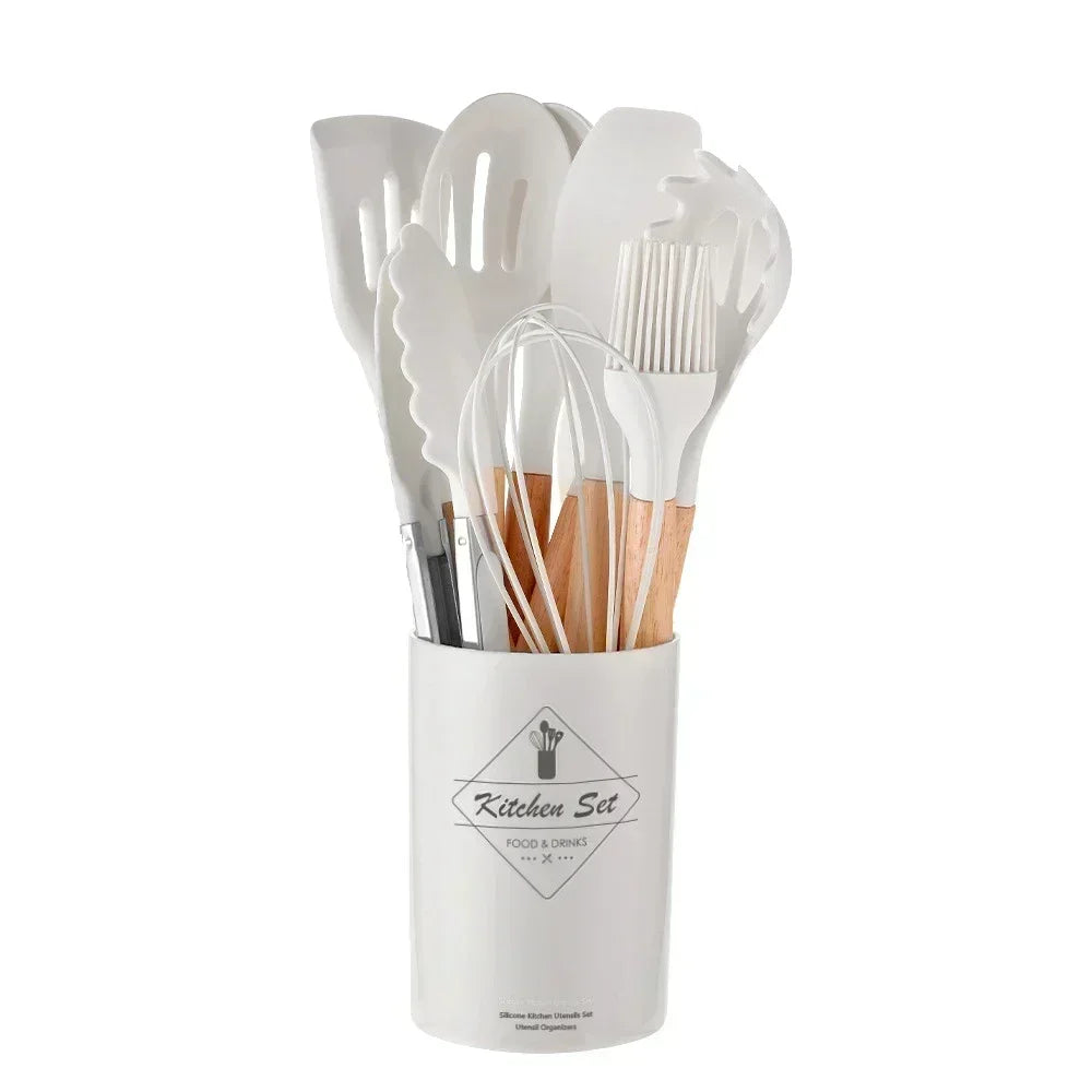 12-Piece Food-Grade Silicone Kitchen Utensil Set – Heat-Resistant & Nonstick