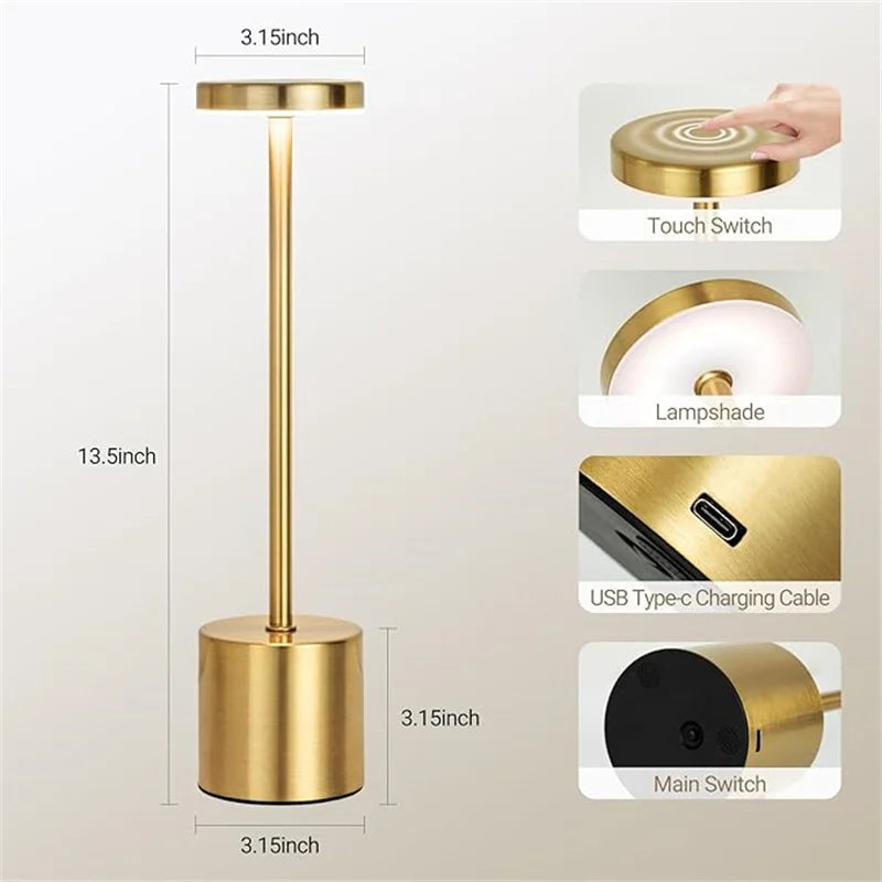 Klassieke tafellamp USB oplaadbaar nachtlampje Traploos dimmen Touch bureaulamp 3 kleuren bedlampje Hotelbar decoratie