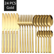 30-Piece Gold Stainless Steel Cutlery Set – Service for 6, Dishwasher Safe