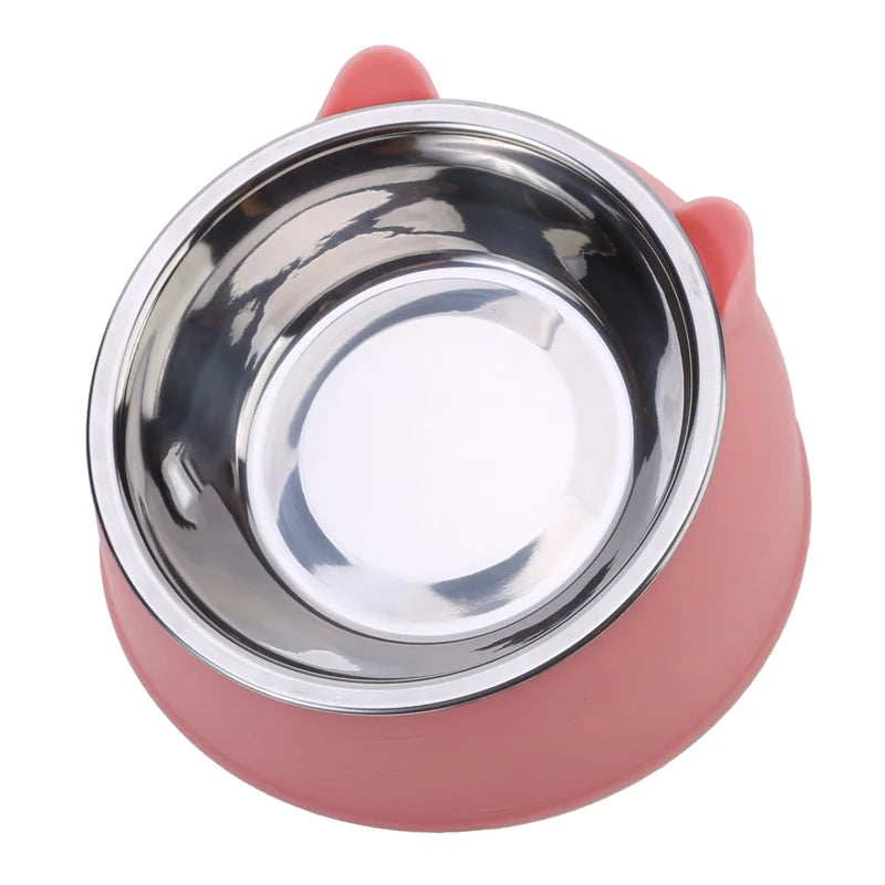 Tilted Pet Food Bowl – Creative Stainless Steel Cat & Dog Feeder