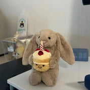 Jelly en Cat Shy Bunny Bonnie Brengt verjaardagstaartpop Leuke rustgevende metgezel Pluche pop Rustgevend speelgoed Vakantiecadeau