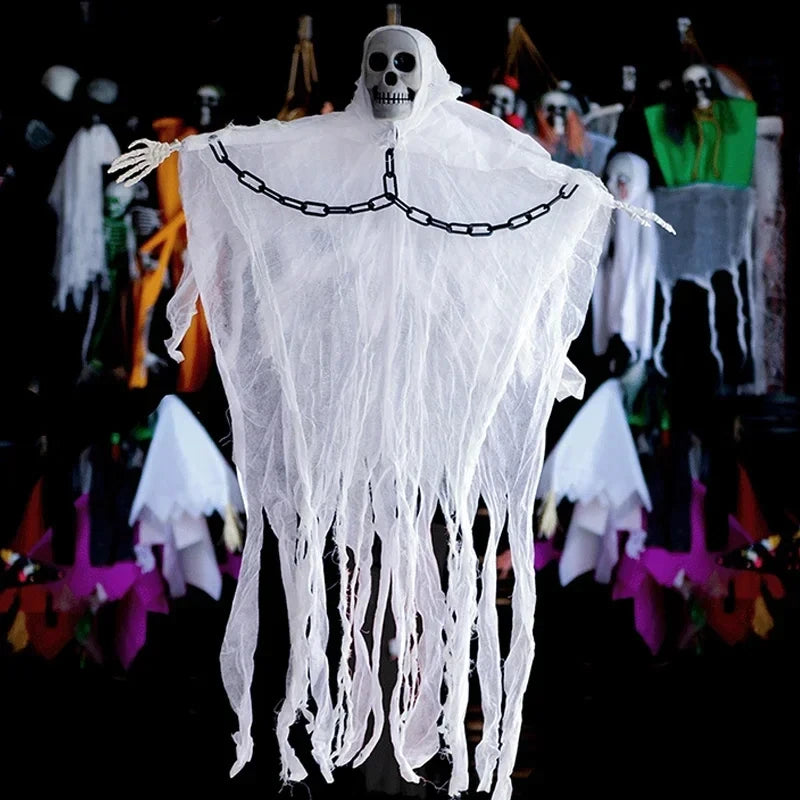 1-3PCS Halloween Opknoping Ghost Decoraties Schedel Eng Gaas Stof voor Spookhuis Veranda Enge Rekwisieten Terreur Opknoping ornamenten