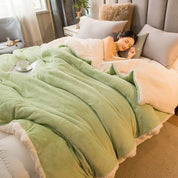 Wollen deken Warm houden Winterbeddekens Dubbelzijdig Queen Dekbedovertrek Camping Tweepersoonsbedovertrek Sprei op het bed