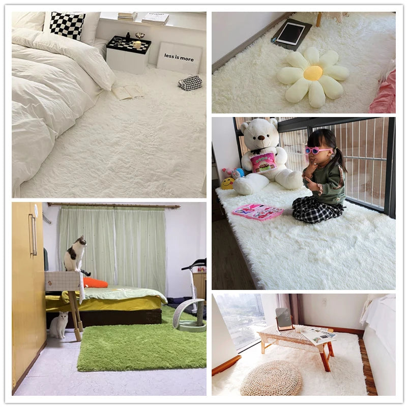 Wit Pluizig Hal Tapijt Moderne Woonkamer Slaapkamer Home Decor Grote Matten Verdikte Antislip Meisje Kinderkamer Roze harige Tapijt