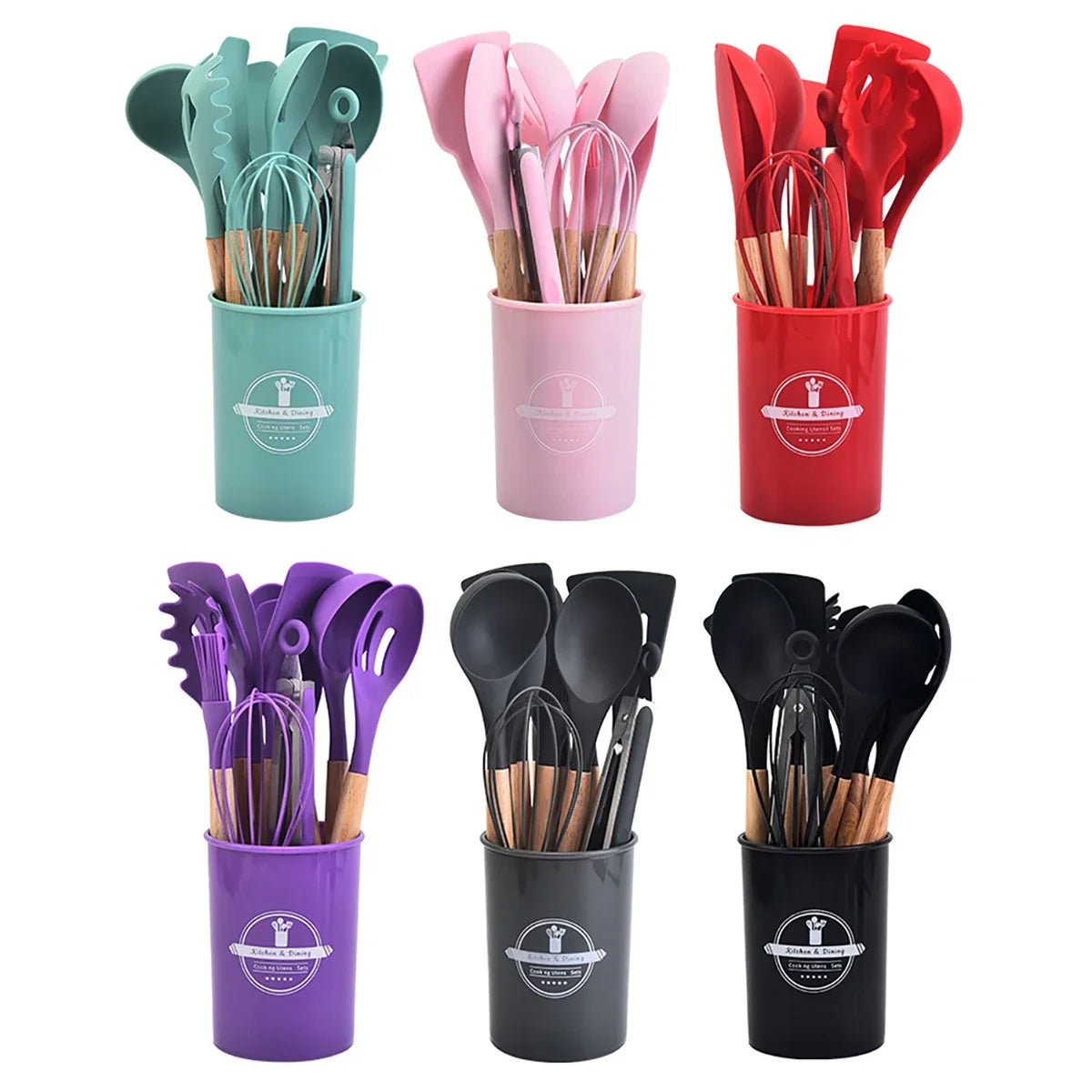 12-Piece Silicone Kitchen Utensil Set – Heat-Resistant & Nonstick Safe
