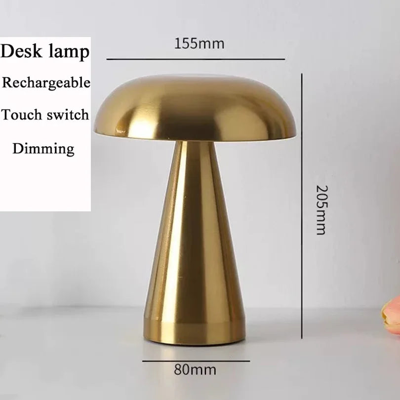 LED-tafellamp Retro Paddestoel Aanraaksensor Bedlampje Oplaadbare leeslampen voor slaapkamer Restaurant Bar Decorverlichting